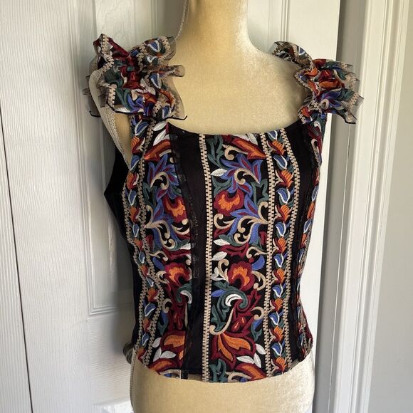 Anthropologie Eva Franco Embroidered Corset Top for Women Medium Multicolored - Picture 16 of 16